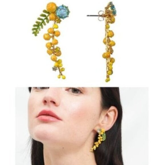 LES NEREIDES Anthropologie Hand Enamelled Provence Yellow EARRINGS - Picture 5 of 7